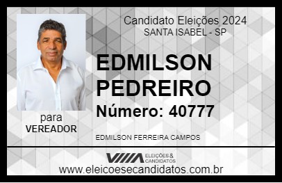 Candidato EDMILSON PEDREIRO 2024 - SANTA ISABEL - Eleições