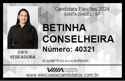 Candidato BETINHA CONSELHEIRA 2024 - SANTA ISABEL - Eleições