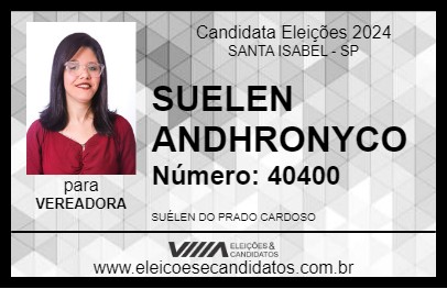 Candidato SUELEN ANDHRONYCO 2024 - SANTA ISABEL - Eleições