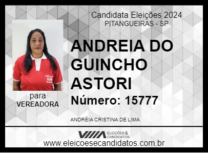 Candidato ANDREIA DO GUINCHO ASTORI 2024 - PITANGUEIRAS - Eleições