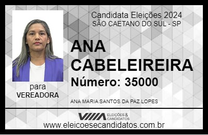 Candidato ANA CABELEIREIRA 2024 - SÃO CAETANO DO SUL - Eleições