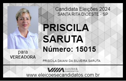 Candidato PRISCILA SARUTA 2024 - SANTA RITA D\OESTE - Eleições