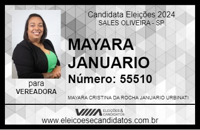 Candidato MAYARA JANUARIO 2024 - SALES OLIVEIRA - Eleições