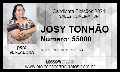 Candidato JOSY TONHÃO 2024 - SALES OLIVEIRA - Eleições