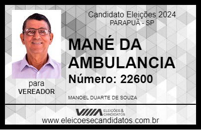 Candidato MANÉ MOTORISTA 2024 - PARAPUÃ - Eleições