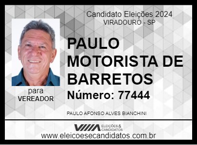 Candidato PAULO MOTORISTA DE BARRETOS 2024 - VIRADOURO - Eleições