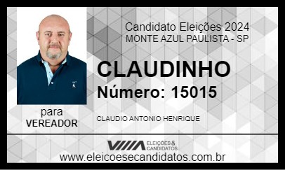 Candidato CLAUDINHO 2024 - MONTE AZUL PAULISTA - Eleições