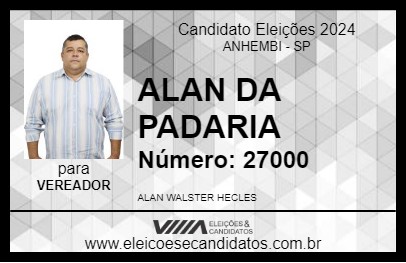 Candidato ALAN DA PADARIA 2024 - ANHEMBI - Eleições