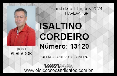 Candidato ISALTINO CORDEIRO 2024 - ITAPEVA - Eleições