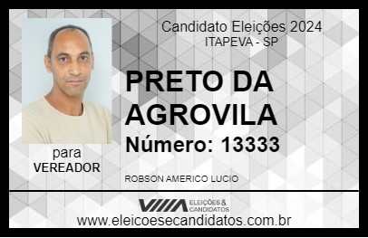 Candidato PRETO DA AGROVILA 2024 - ITAPEVA - Eleições