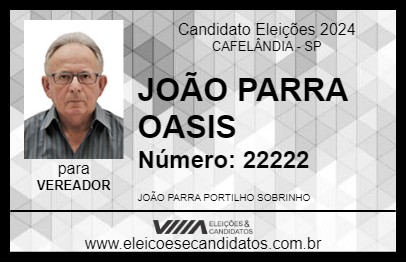 Candidato JOÃO PARRA OASIS 2024 - CAFELÂNDIA - Eleições