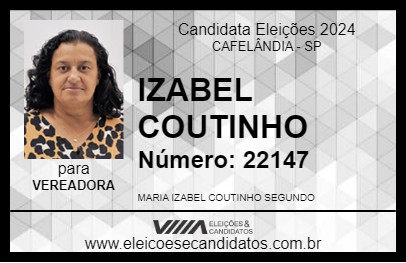 Candidato IZABEL COUTINHO 2024 - CAFELÂNDIA - Eleições