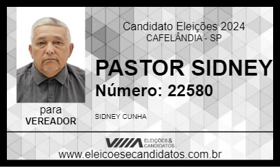 Candidato PASTOR SIDNEY 2024 - CAFELÂNDIA - Eleições