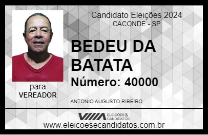 Candidato BEDEU DA BATATA 2024 - CACONDE - Eleições