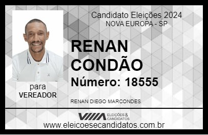 Candidato RENAN CONDÃO 2024 - NOVA EUROPA - Eleições