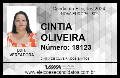 Candidato CINTIA OLIVEIRA 2024 - NOVA EUROPA - Eleições