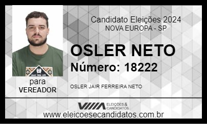 Candidato OSLER NETO 2024 - NOVA EUROPA - Eleições