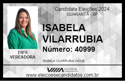 Candidato ISABELA VILARRUBIA 2024 - GUARANTÃ - Eleições