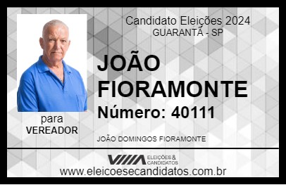 Candidato JOÃO FIORAMONTE 2024 - GUARANTÃ - Eleições