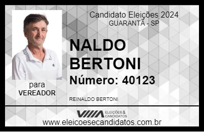 Candidato NALDO BERTONI 2024 - GUARANTÃ - Eleições