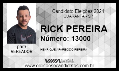 Candidato RICK PEREIRA 2024 - GUARANTÃ - Eleições