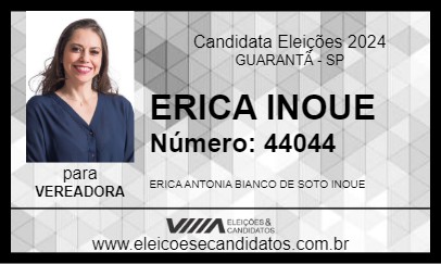 Candidato ERICA INOUE 2024 - GUARANTÃ - Eleições