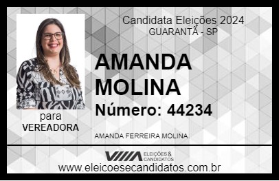 Candidato AMANDA MOLINA 2024 - GUARANTÃ - Eleições