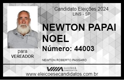 Candidato NEWTON PAPAI NOEL 2024 - LINS - Eleições