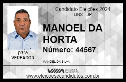 Candidato MANOEL DA HORTA 2024 - LINS - Eleições