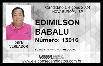 Candidato EDIMILSON BABALU 2024 - NOVA EUROPA - Eleições