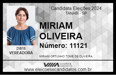 Candidato MIRIAM OLIVEIRA 2024 - TANABI - Eleições