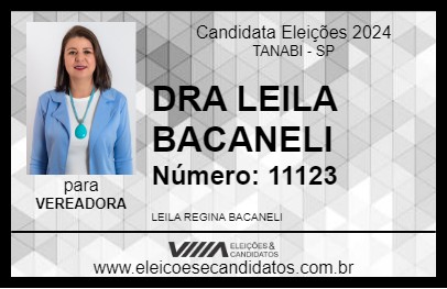 Candidato DRA LEILA BACANELI 2024 - TANABI - Eleições