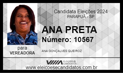 Candidato ANA PRETA 2024 - PARAPUÃ - Eleições