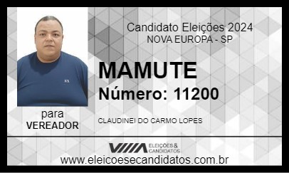 Candidato MAMUTE 2024 - NOVA EUROPA - Eleições