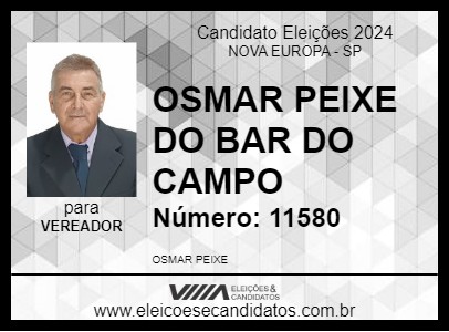 Candidato OSMAR PEIXE DO BAR DO CAMPO 2024 - NOVA EUROPA - Eleições