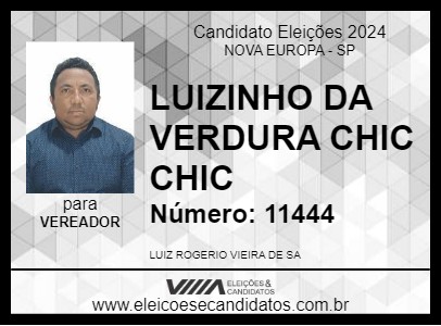 Candidato LUIZINHO DA VERDURA CHIC CHIC 2024 - NOVA EUROPA - Eleições