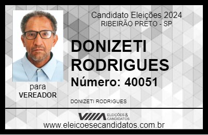 Candidato DONIZETI RODRIGUES 2024 - RIBEIRÃO PRETO - Eleições