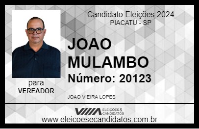 Candidato JOAO MULAMBO 2024 - PIACATU - Eleições