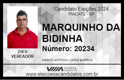 Candidato MARQUINHO DA BIDINHA 2024 - PIACATU - Eleições