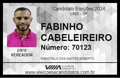 Candidato FABINHO CABELEIREIRO 2024 - LINS - Eleições