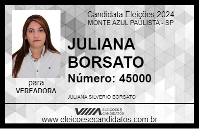 Candidato JULIANA  BORSATO 2024 - MONTE AZUL PAULISTA - Eleições