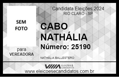 Candidato CABO NATHÁLIA 2024 - RIO CLARO - Eleições