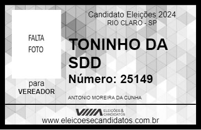 Candidato TONINHO DA SDD 2024 - RIO CLARO - Eleições