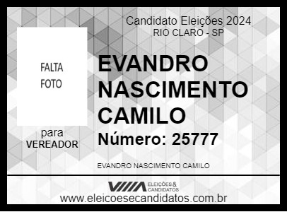 Candidato EVANDRO NASCIMENTO CAMILO 2024 - RIO CLARO - Eleições