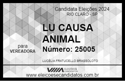 Candidato LU CAUSA ANIMAL 2024 - RIO CLARO - Eleições