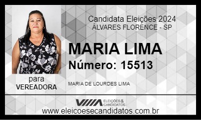 Candidato MARIA LIMA 2024 - ÁLVARES FLORENCE - Eleições