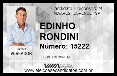 Candidato EDINHO RONDINI 2024 - ÁLVARES FLORENCE - Eleições