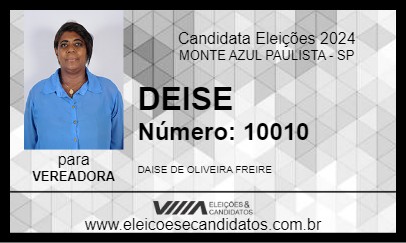 Candidato DEISE 2024 - MONTE AZUL PAULISTA - Eleições