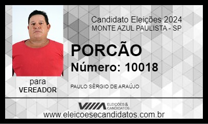 Candidato PORCÃO 2024 - MONTE AZUL PAULISTA - Eleições