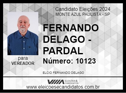 Candidato FERNANDO DELAGO - PARDAL 2024 - MONTE AZUL PAULISTA - Eleições